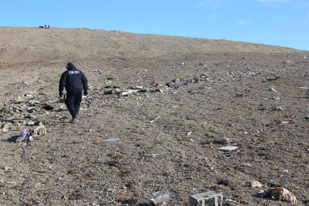 TSB investigator at occurrence site