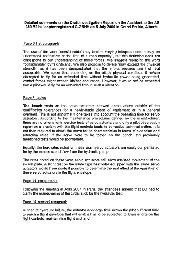 Annexe A - Observations techniques du Bureau d'Enquêtes et d'Analyses pour la Sécurité de l'Aviation Civile (Ce document n'existe pas en français)